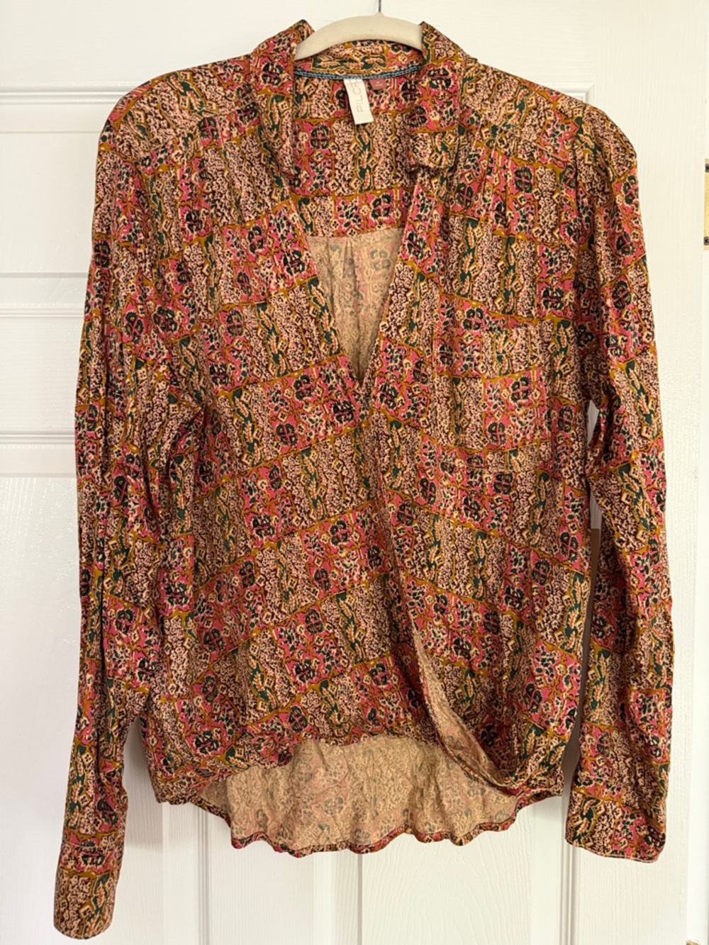 Pilcro Rust Multi Floral Wrap Blouse NWT Medium